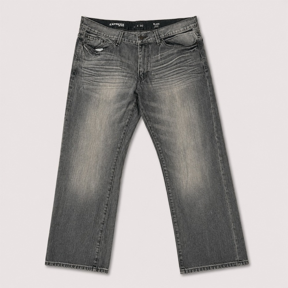 Express Blake Jeans Mens 36x30 Gray Bootcut Low Rise Faded Denim Pants